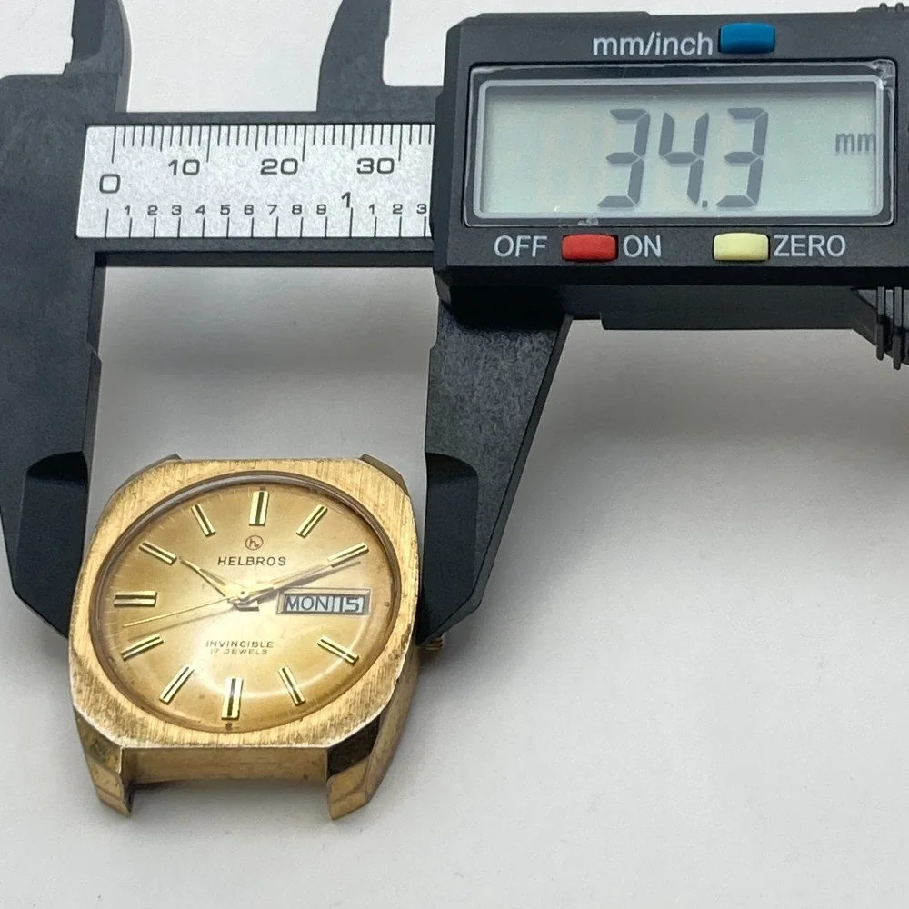 Vintage Helbros Invincible Men's Watch Gold Tone 17 Jewels 34mm Manual Wind Up